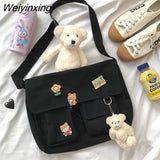 Weiyinxing Women Simple Crossbody Money Bag Cute Casual Satchel Girls Shoulder Pouch Women Sweet Printed Canvas Diagonal Cross School Bag