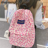 Weiyinxing Leopard Print Backpack Women Funny Animal Design School Bags For Teenage Girls White Printed Kawaii Bags Cute Backpack