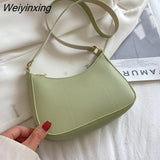 Weiyinxing New Women's Fashion Handbags Retro Solid Color PU Leather Shoulder Underarm Bag Casual Women Handbags 911
