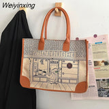Weiyinxing Bags Women's High Capacity Tote Bag Single Shoulder Bag Underarm Bag Square Handbag Women Beach Bag Splicing Design