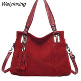 Weiyinxing Quality Women's Soft Suede Surface Leather Shoulder Crossbody Bag 2023 Luxury Tassel Handbag Large Capacity Ladies Tote Sac