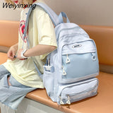 Weiyinxing Double Zipper Net Pocket Woman Backpack Fashion Waterproof Student Shoulder Bag For Teenage Girls Schoolbag Mochila