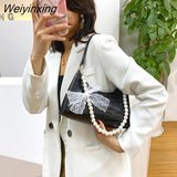 Weiyinxing Exquisite Shopping Bag Retro Casual Women Totes Shoulder Bags Female Leather Solid Color Chain Handbag for Women 2023