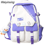 Weiyinxing Badge Travel Book Laptop Backpack Trendy Women School Bag Ladies Nylon Leisure College Backpack Fashion Female Student Bags