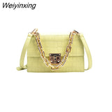 Weiyinxing Women Frame Bag Gold Thick Chain Handbags For Women Flap Shoulder Bags Leather Trendy Satchel Purse Chic Crossbody Bag