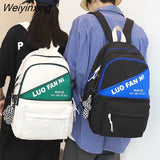 Weiyinxing Letter Printing Women Backpack Men's Large Capacity Waterproof Nylon Travel Bag Cool Schoolbag for Students Book Mochila