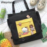 Weiyinxing for Women Canvas Shoulder Bag Reusable Shopping Bags Casual Tote Female Handbag Messenger Bag Harajuku Student Schoolbag