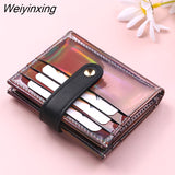 Weiyinxing New PVC Laser Women's Wallet Fashion Sequins Multi-card Slot Two-fold Card Holder Trend Solid Color Buckle Coin Purse