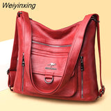 Weiyinxing Women Soft Leather Luxury Handbag Large Capacity Multifunction Casual Backpack High Quality Female Shoulder Bags Female Tote Bag