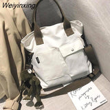 Weiyinxing Women's Tote Shoulder Bag Solid Color Canvas Crossbody Bags for Women Handbags Shopping Bag Ladies Messenger Bag Bolso