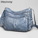 Weiyinxing Quality Washed Leather Shoulder Crossbody Bag For Women 2023 Vintage Ladies Handbags Luxury Trend Female Messenger Tote Sac