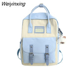 Weiyinxing Women Nylon Backpack Candy Color Waterproof School Bags for Teenagers Girls Patchwork Backpack Female Rucksack Mochila