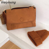 Weiyinxing FASHION Faux Suede Shoulder Bag for Women Widen Strap Handbag Luxury Designer Bag High Quality Bag for Ladies