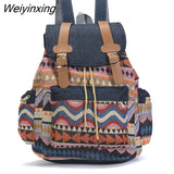 Weiyinxing Quality Women Canvas Vintage Backpack Ethnic Backpacks Bohemian Backpack Schoolbag