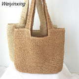 Weiyinxing straw women shoulder bags rattan handbags wicker woven summer beach bag lady large capacity tote female bali purses 2023