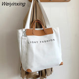 Weiyinxing canvas women handbags designer letters shoulder crossbody bags female large capacity tote leather patchwork shopper bag