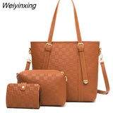 Weiyinxing Quality Cowhide Leather Shoulder Bags Ladies Wild Bags 3 Piece Set Hot Sale Large Women's Bag Large Capacity Shoulder Bags