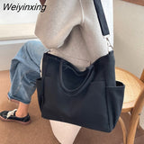 Weiyinxing One Shoulder Crossbody Bags Double Canvas Bag Female Students Pack School Bags High Capacity Women Portable Handbag