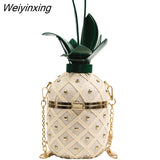 Weiyinxing Mini Pineapple Type Shoulder Crossbody Bag For Women 2023 Luxury Rivet Leather Chain Ladies Messenger Bag Handbag Purse