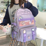 Weiyinxing Harajuku Girl Cute Backpack Solid Color Waterproof School Bag For College Students Female Travel Bagpack Teenagers Book