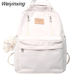 Weiyinxing Multifunction Double Zipper Women Backpack Teenager Girls Laptop Backpack Student Shoulder Bag Korean Style School Bag