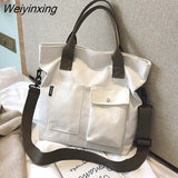 Weiyinxing Women's Tote Shoulder Bag Solid Color Canvas Crossbody Bags for Women Handbags Shopping Bag Ladies Messenger Bag Bolso