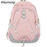 Weiyinxing Girl Leisure White Embroidery Nylon Kawaii School Bag Women College Backpack Lady Cute Laptop Fashion Female Travel Book Bag
