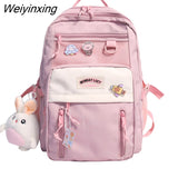 Weiyinxing Women Cute Backpack High Capacity Female Harajuku School Bag College Lady Kawaii Cartoons Backpack Fashion Book Girl Bag Student