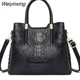Weiyinxing Crocodile pattern Leather Shoulder Crossbody Bags for Women 2023 3 Layer Large Capacity Ladies Handbag Luxury Totes Sac