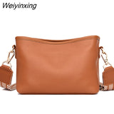 Weiyinxing Fashion Solid Color Cow Women Shoulder Crossbody Bag Luxury Ladies Phone Bag And Purses Genuine Leather Handbag Women's Bag