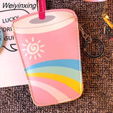 Weiyinxing New Cute Coin Purses Mini PU Leather Card Holder Cartoon Print Wallet Pouch Daily Storage Bag Kawaii Girls Purse Clutch