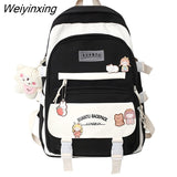 Weiyinxing New High School Girls Backpack Shoulder Bags Multi Pockets Waterproof School Bag Teenage Girls Kawaii Backpack Mochila