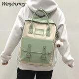 Weiyinxing Women Nylon Backpack Candy Color Waterproof School Bags for Teenagers Girls Patchwork Backpack Female Rucksack Mochila