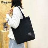 Weiyinxing Women Canvas Shopping Bag Solid color Casual Women's Cotton Shoulder Bag Vintage Large Capacity Tote Bag Reusable Handbag