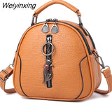 Weiyinxing Leather Round Handbag Shoulder Bag Fashion Womens Crossbody Bags Ladies Totes Messenger Bags Purses Handbags Satchels