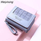 Weiyinxing Square Plaid Women's Short Wallet Large Capacity Multi-card Zipper Bags for Women 2023 Trendy Texture 3 Fold Coin Purse