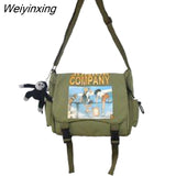 Weiyinxing Large Capacity Canvas Bag Graffiti Unisex Shoulder Bags Black White Student Girl Shoulder Bag