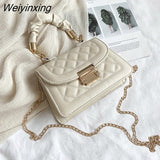 Weiyinxing Women's Handbag Fashion Tote Sewing Rhombus Thread Shoulder Bag Beige Leather Luxurious Luxury Brand Trend Shoulder Clutch Bag