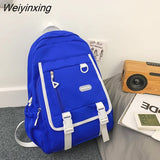 Weiyinxing Large Capacity Student Backpack Korean Solid Color Boy Girl Schoolbag High Quality Nylon Waterproof Travel Bag Book Pack