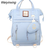 Weiyinxing Double Zipper Multifunction Women Backpack School Bags Teenage Girls Student Shoulder Bag Laptop Backpack Cute Mochila