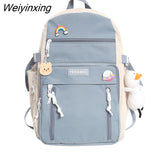 Weiyinxing High Capacity Fashion Big Student Backpack Badge Rucksack Girls School Bag Women Backpack Female Cute Leisure Travel Mochila