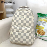 Weiyinxing Girl Plaid Student Backpack Korean Large Capacity Cute Women’S Schoolbag High Quality Waterproof Travel Bag Cool New