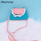 Weiyinxing Ladies Simple Versatile Bag Women Mini Crossbody Bag Acrylic Chain Lady Hit Color PU Leather Luxury Designer Shoulder Bag