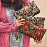 Weiyinxing Women Ethnic National Retro Butterfly Flower Bags Handbag Coin Purse Embroidered Lady Clutch Tassel Small Flap Summer Sale