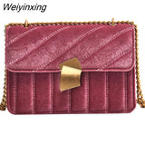 Weiyinxing Gold Velvet Crossbody Bags For Women 2023 Designer Small Shoulder Handbags Chain Messenger Bag Lady Mini Purses Hand Bag