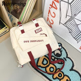 Weiyinxing Kawaii Letter Printing Women Backpack Fashion Waterproof Nylon Set Bag Rucksack Cool Schoolbag for Teen Girls Travel Mochila