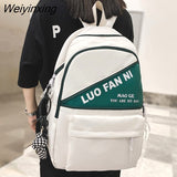 Weiyinxing Letter Printing Women Backpack Men's Large Capacity Waterproof Nylon Travel Bag Cool Schoolbag for Students Book Mochila