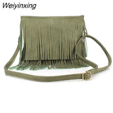 Weiyinxing Tassel Crossbody Bags for Women Elegant Mini Stylish Chic Shoulder Bags Ladies Leisure Solid European Style Messenger Bag