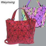 Weiyinxing Graffit Holographic Purses and Handbags Luminous Geoemtric Shoulder Bags Color chaning Crossbody Bags Tote Bag For Work