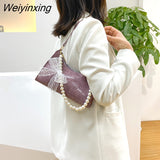 Weiyinxing Exquisite Shopping Bag Retro Casual Women Totes Shoulder Bags Female Leather Solid Color Chain Handbag for Women 2023